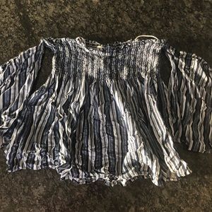 Off shoulder striped top